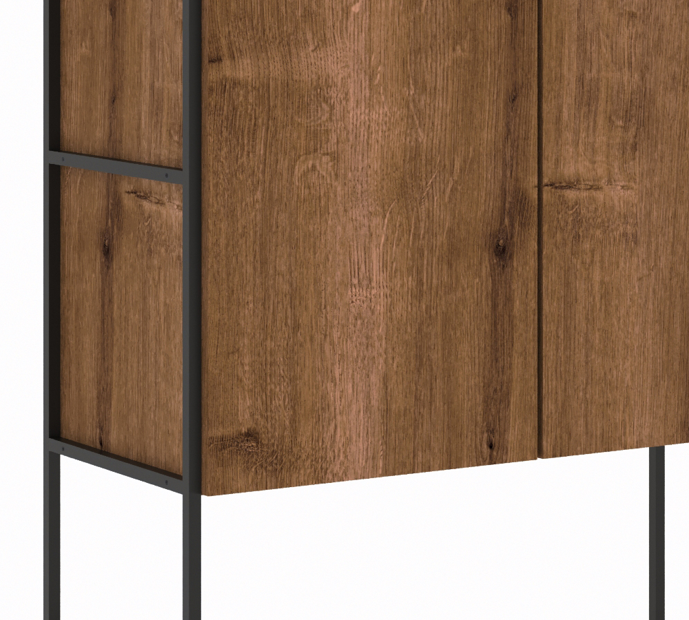 Estante 02 Portas 04 Prateleiras Vermont Preto Fosco Milani Store