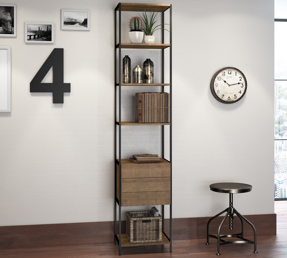 Estante 03 Gavetas Vermont Preto Fosco Milani Store