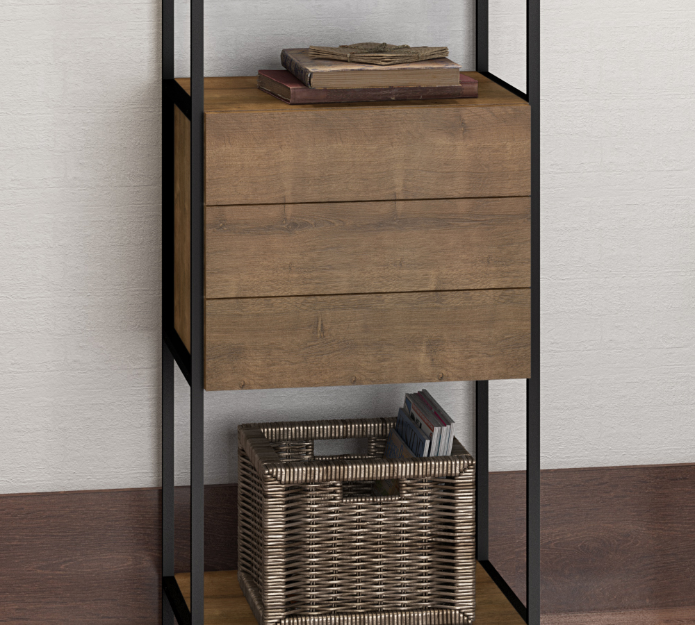 Estante 03 Gavetas Vermont Preto Fosco Milani Store