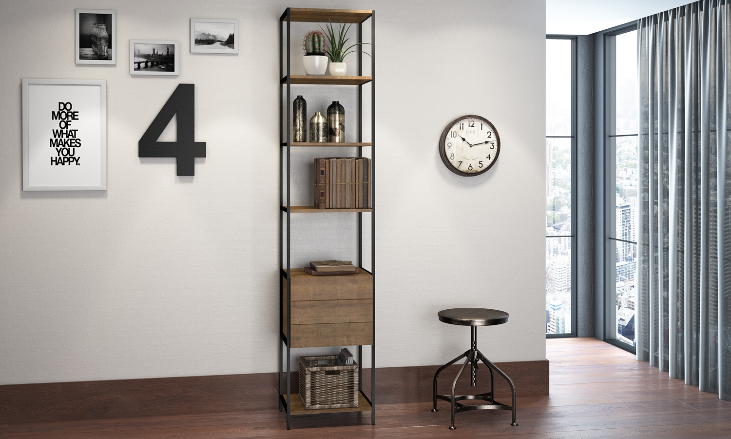 Estante 03 Gavetas Vermont Preto Fosco Milani Store