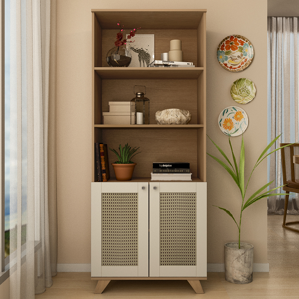 Estante 2 Portas 3 Nichos 172X70 4708 Cinamomo Off White ARLY