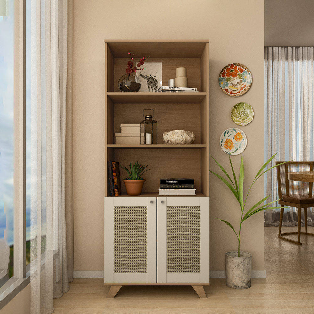 Estante 2 Portas 3 Nichos 172X70 4708 Cinamomo Off White ARLY