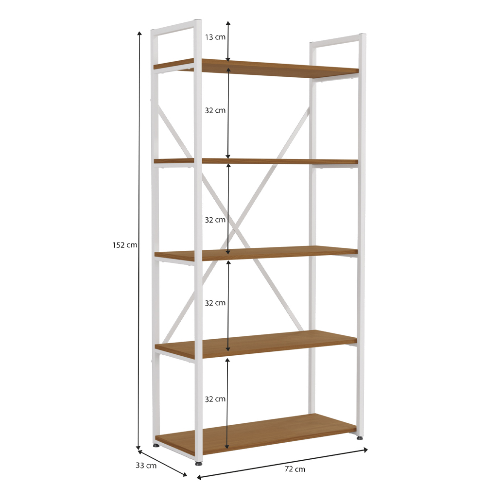 Estante Alta 5 Prateleiras 152 cm LI006 Canela Branco KPB
