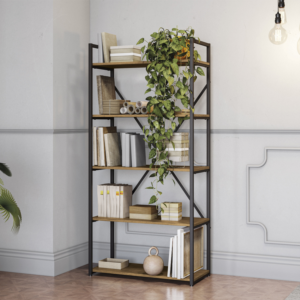 Estante Alta 5 Prateleiras 152 cm LI006 Freijo Preto Fosco KPB