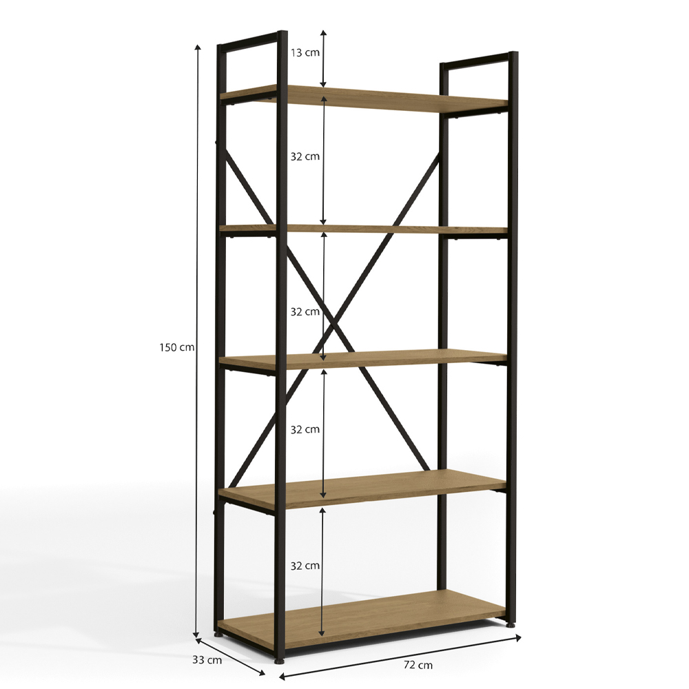 Estante Alta 5 Prateleiras 152 cm LI006 Freijo Preto Fosco KPB
