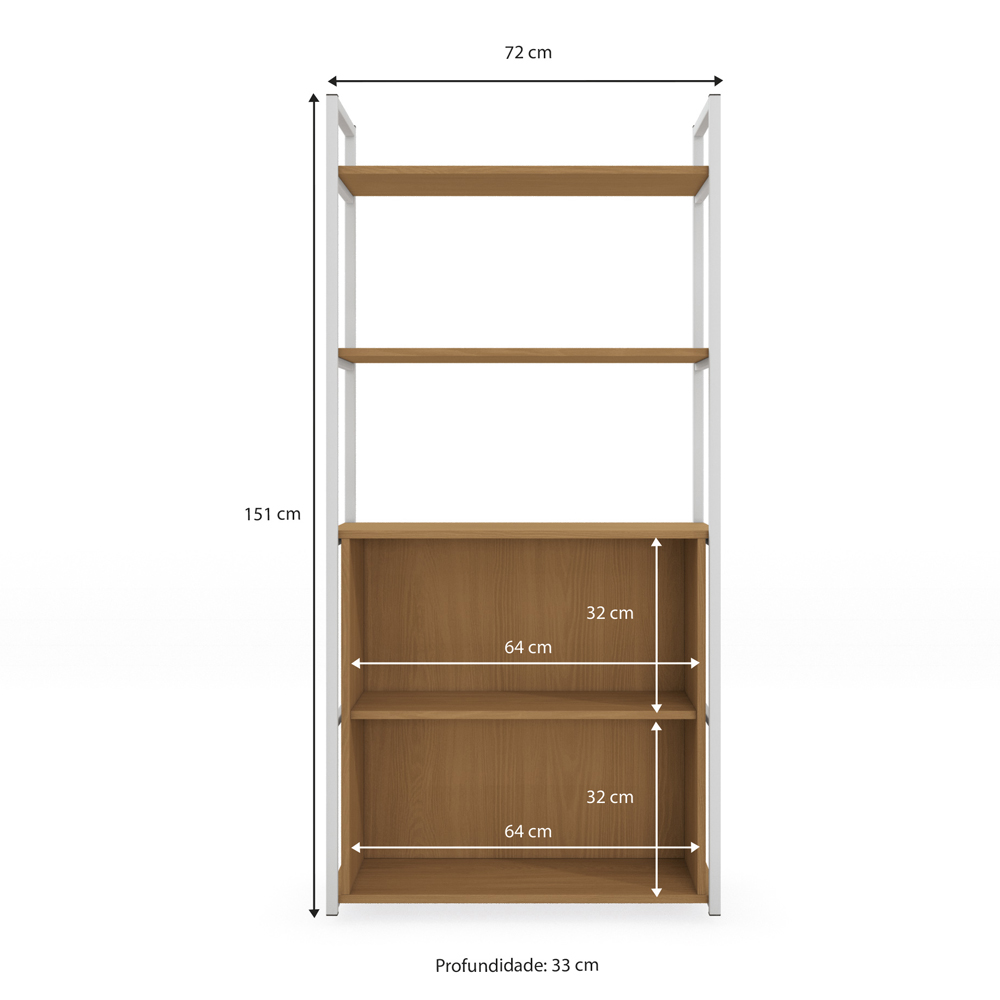 Estante Alta Flex 2 Portas 151X33 cm LI041 Canela Branco KPB