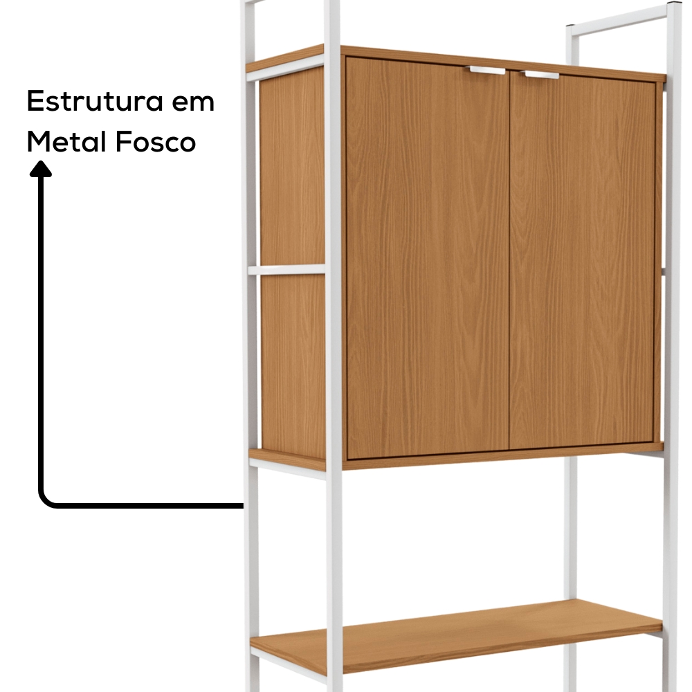 Estante Alta Flex 2 Portas 151X33 cm LI041 Canela Branco KPB