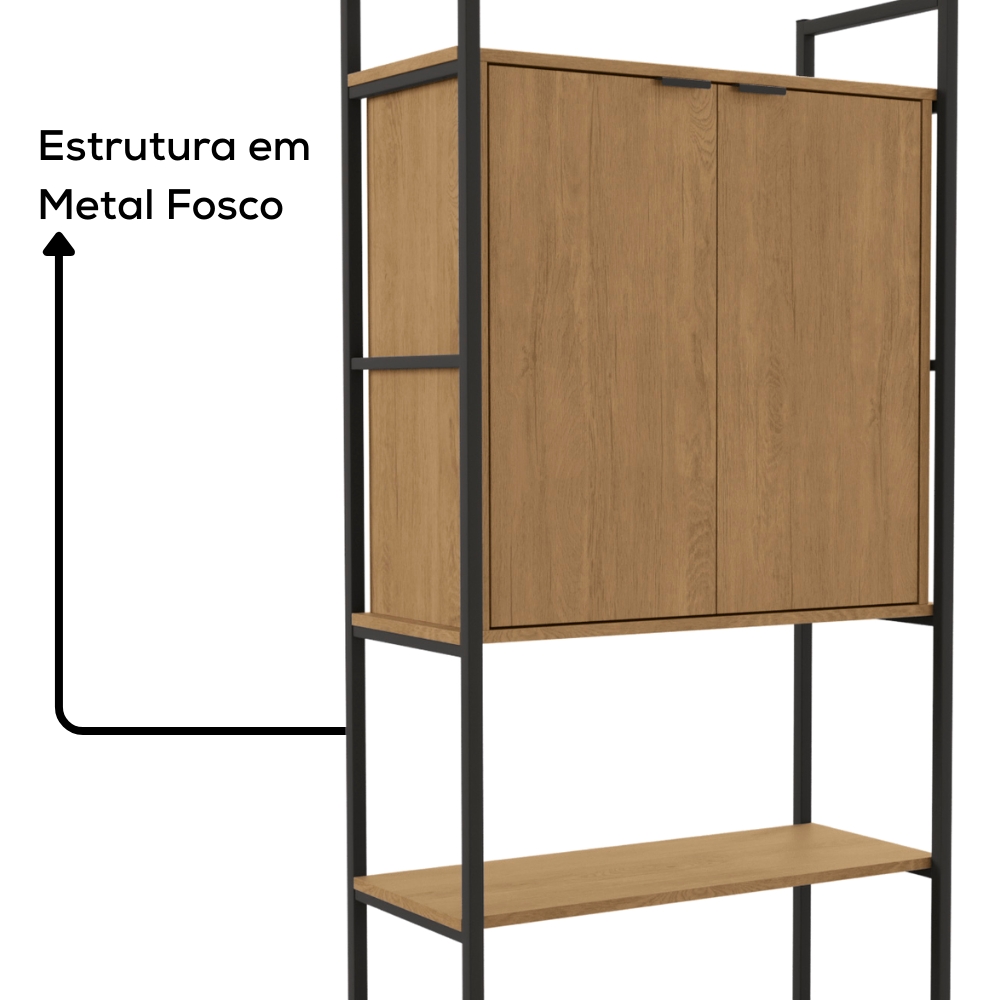 Estante Alta Flex 2 Portas 151X33 cm LI041 Freijo Preto Fosco KPB