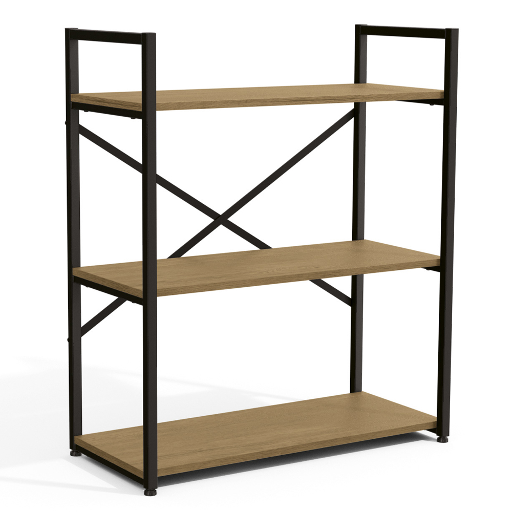 Estante Baixa 3 Prateleiras 87x72 cm LI007 Freijo Preto Fosco KPB