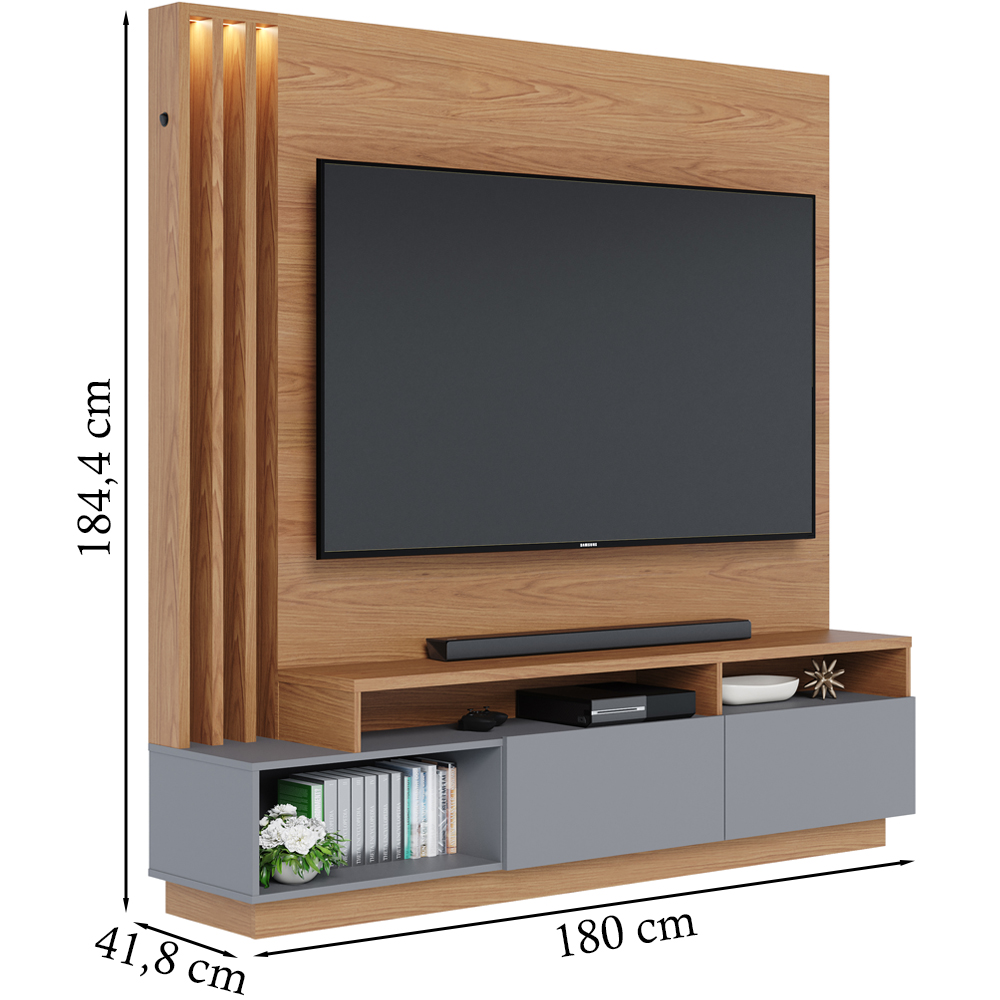 Estante Home Para TV 65 Polegadas Humaita Freijo Cinza CLB
