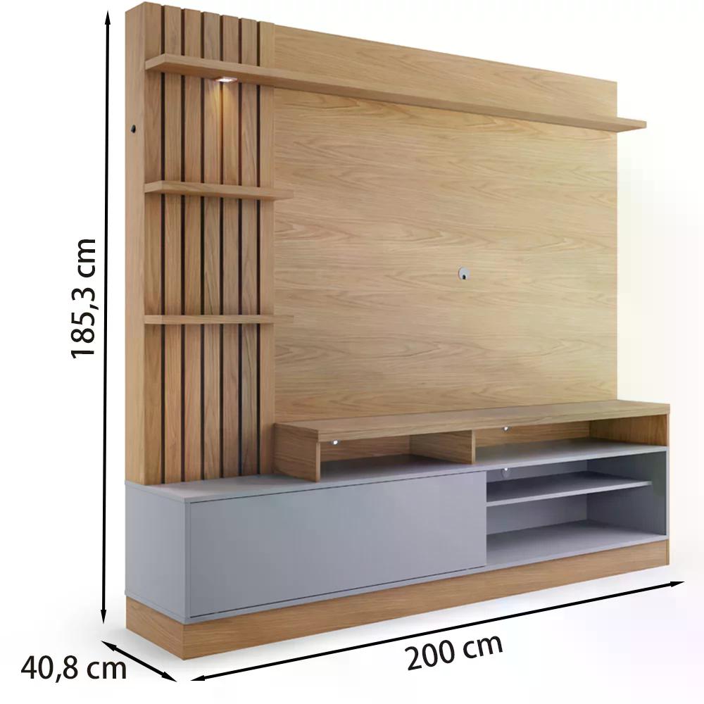Estante Home Para TV 65 Polegadas Maceio Freijo Cinza CLB