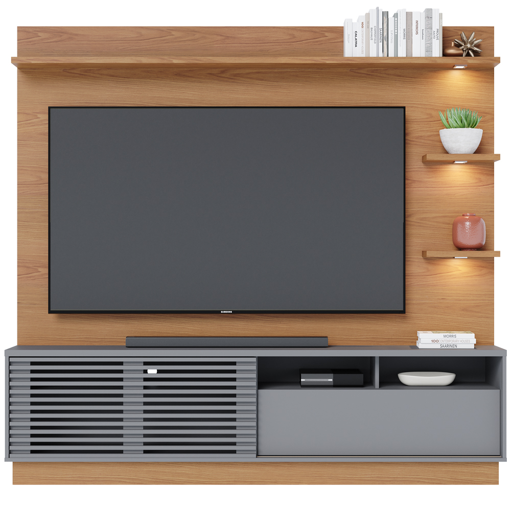 Estante Home Para TV 70 Polegadas Campeche Freijo Cinza CLB