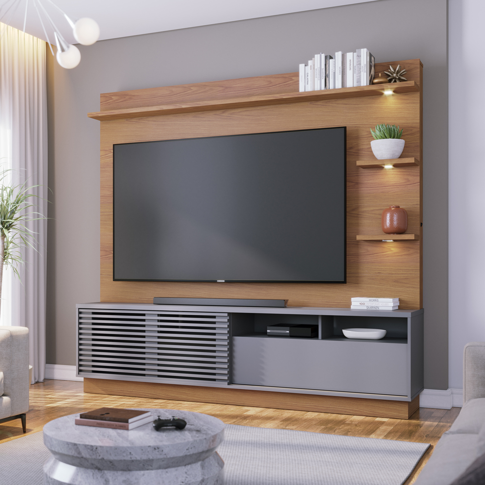 Estante Home Para TV 70 Polegadas Campeche Freijo Cinza CLB