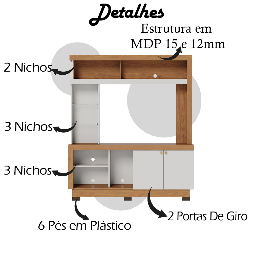 Estante Home TV 50 Polegadas Valença Freijo Off White CLB
