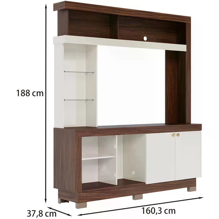 Estante Home TV 50 Polegadas Valença Nogueira Real Off White CLB