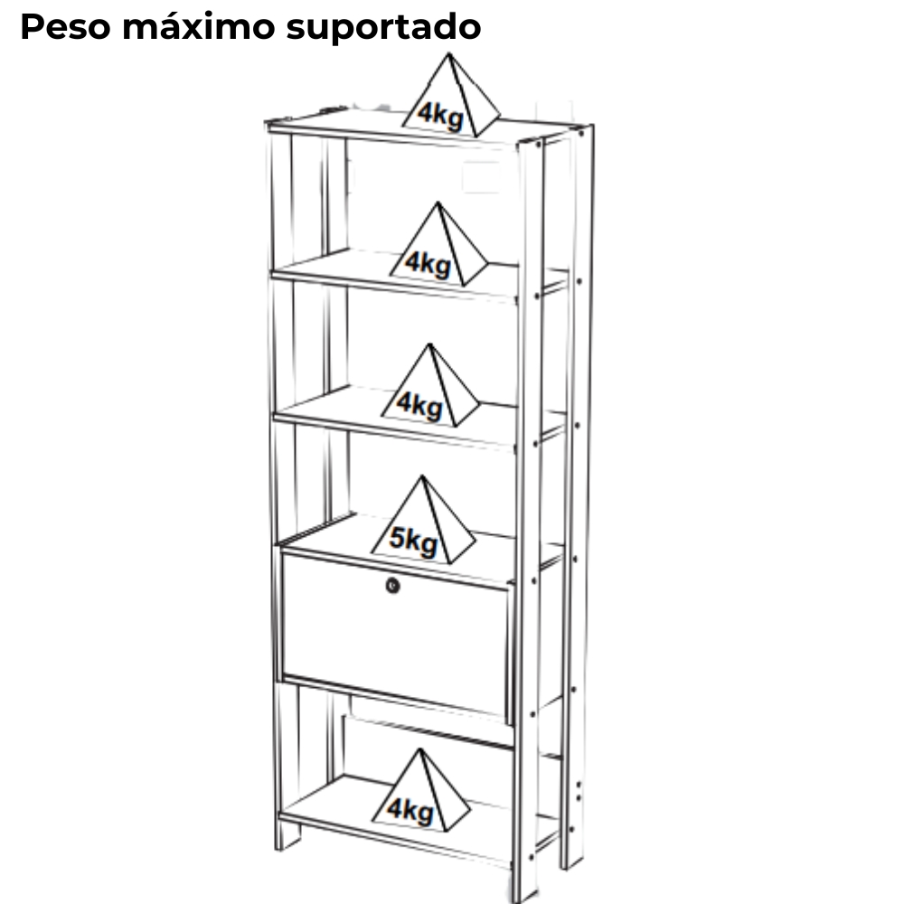 Estante Livreiro 1 Porta 166X63 cm Carvalho Off White ARLY