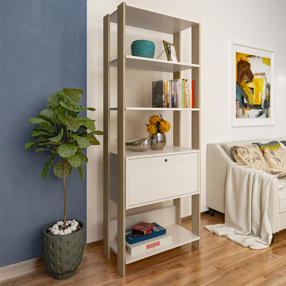 Estante Livreiro 1 Porta 166X63 cm Carvalho Off White ARLY
