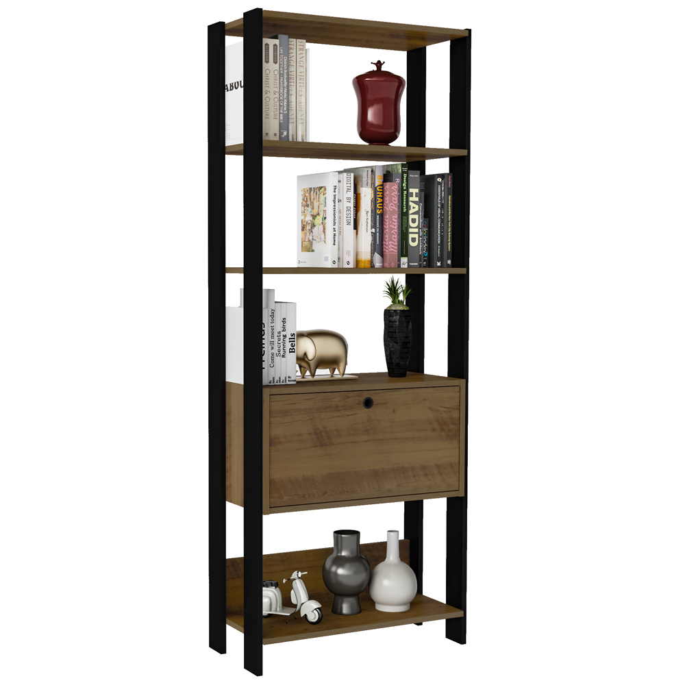 Estante Livreiro 1 Porta 166X63 cm Pinho Preto ARLY