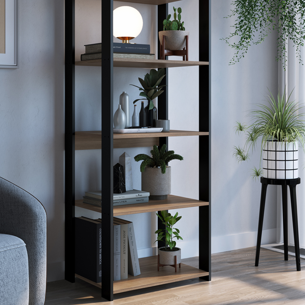 Estante Livreiro 138X60cm 05 Prateleiras Preto Montana PRODDY