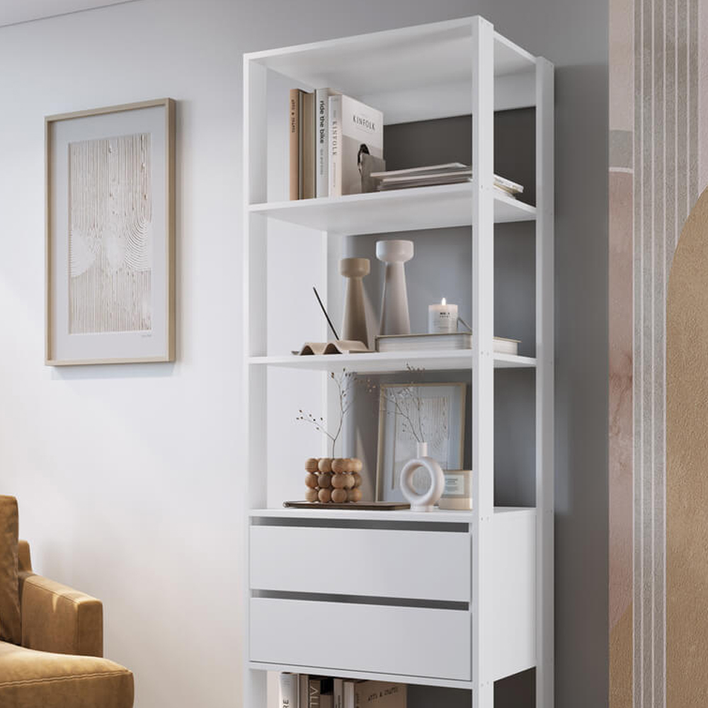 Estante Livreiro 183X60cm 02 Gavetas Branco PRODDY