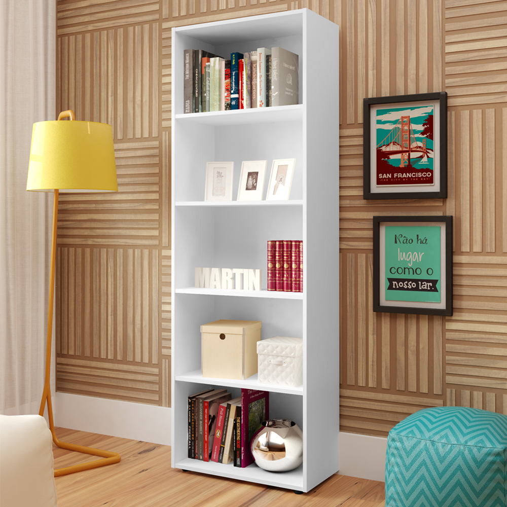 Estante Livreiro 5 Prateleiras 180X60 cm Branco ARLY