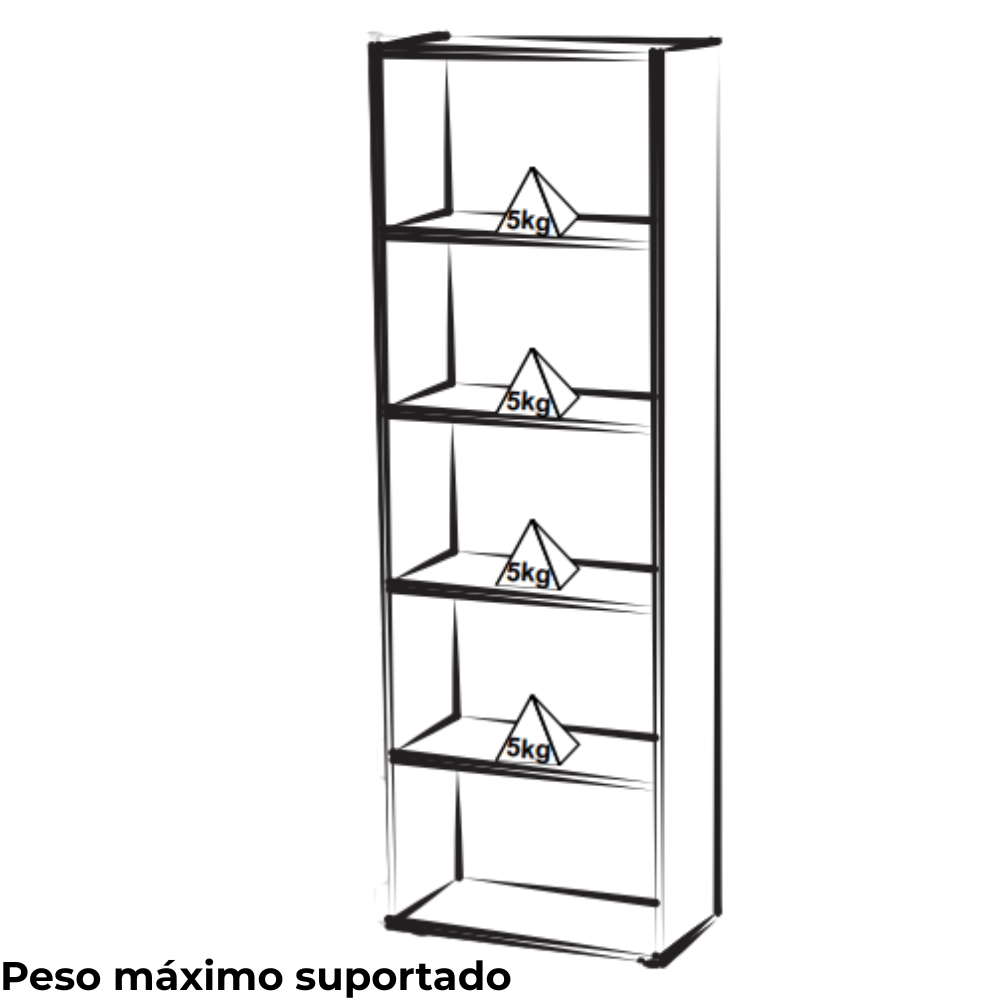 Estante Livreiro 5 Prateleiras 180X60 cm Branco ARLY