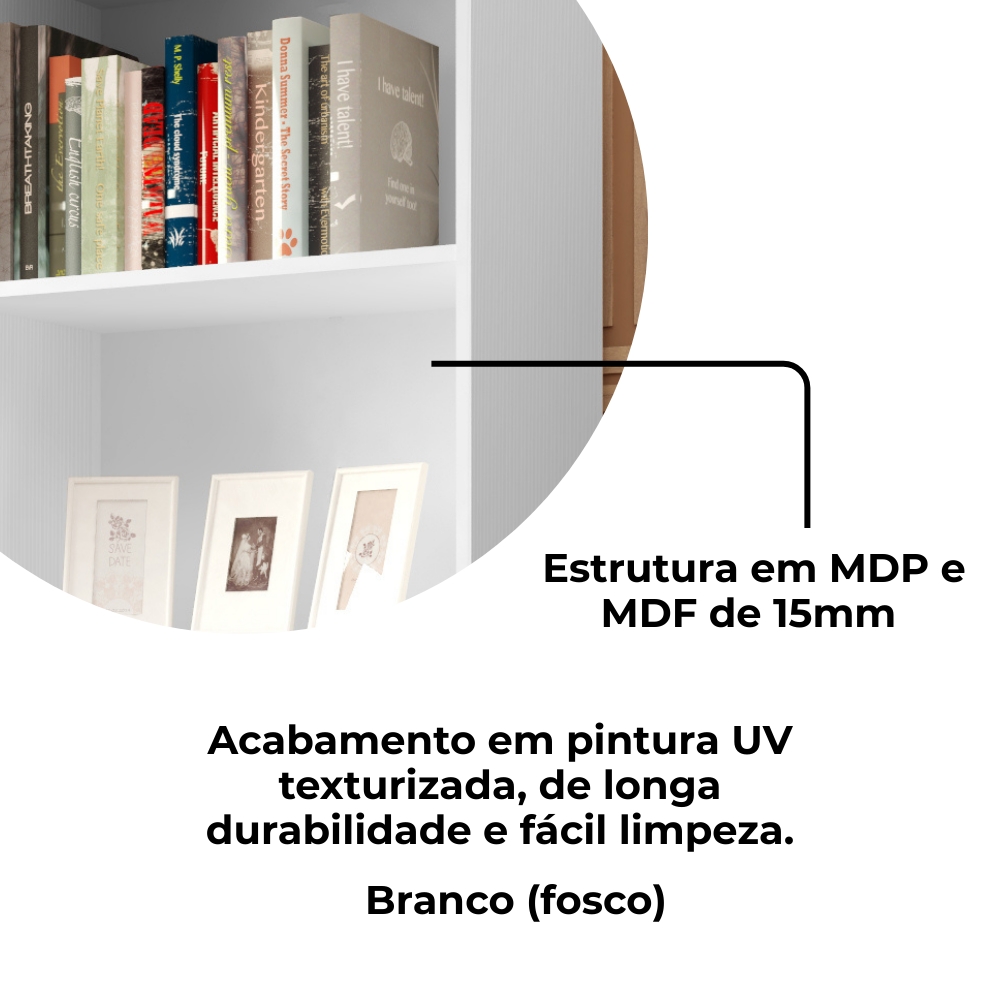 Estante Livreiro 5 Prateleiras 180X60 cm Branco ARLY