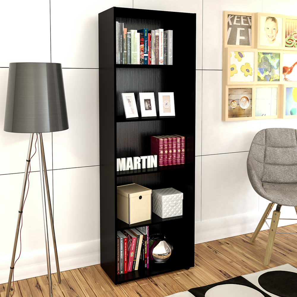 Estante Livreiro 5 Prateleiras 180X60 cm Preto ARLY