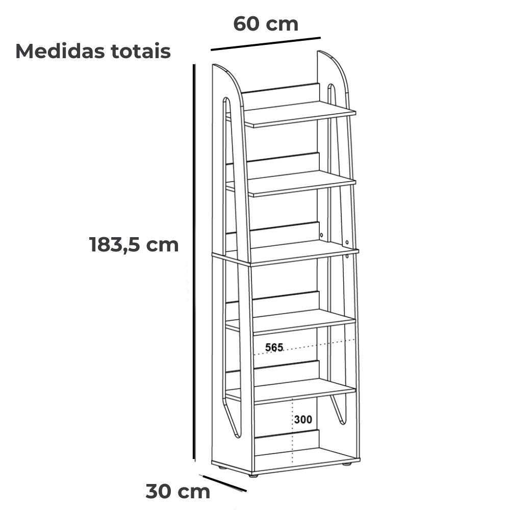 Estante Livreiro 7 Prateleiras 183X60 cm Branco Fosco ARLY