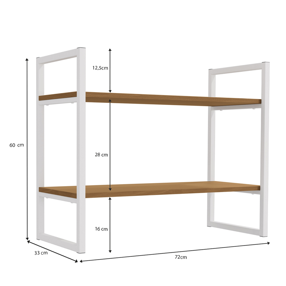 Estante Nicho 2 Prateleiras 72 cm LI008 Canela Branco KPB