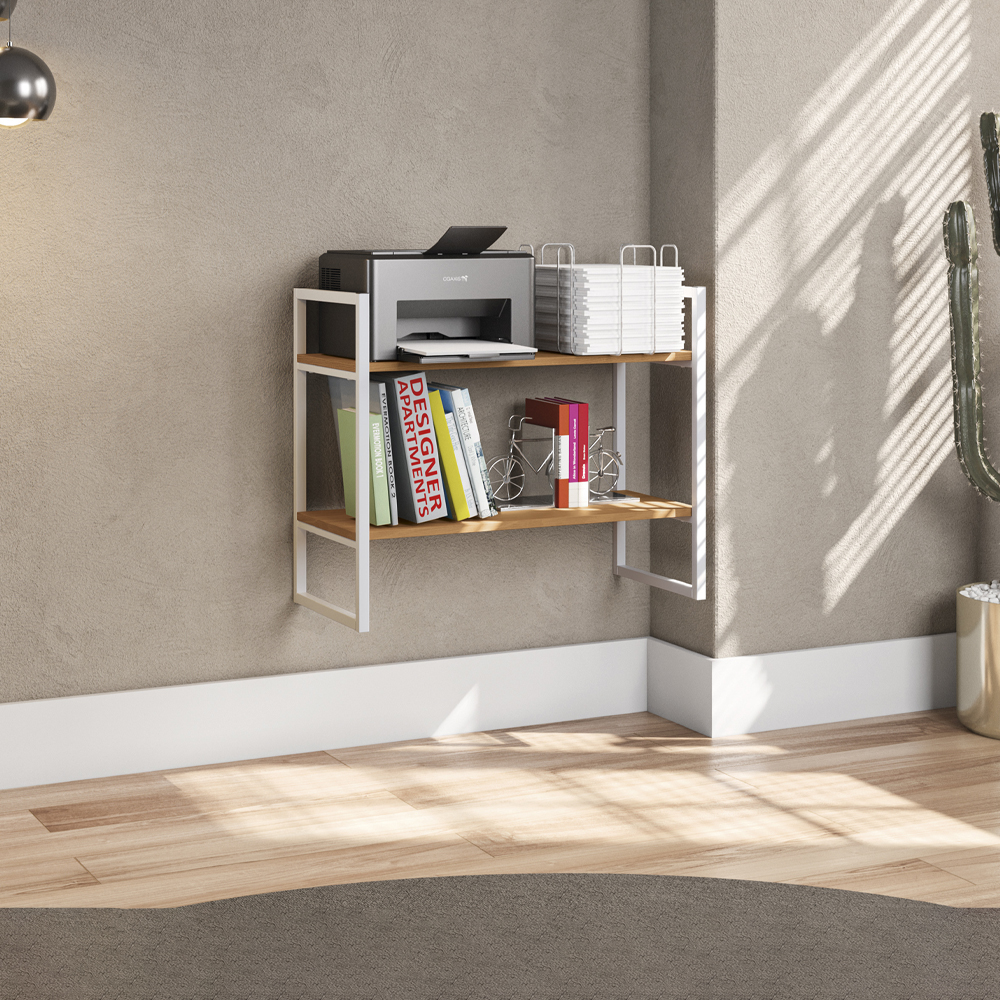 Estante Nicho 2 Prateleiras 72 cm LI008 Canela Branco KPB