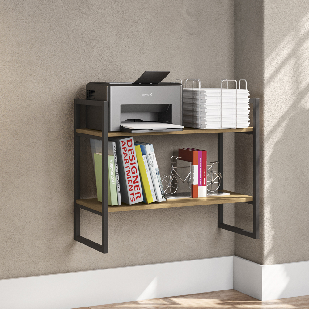 Estante Nicho 2 Prateleiras 72 cm LI008 Freijo Preto Fosco KPB