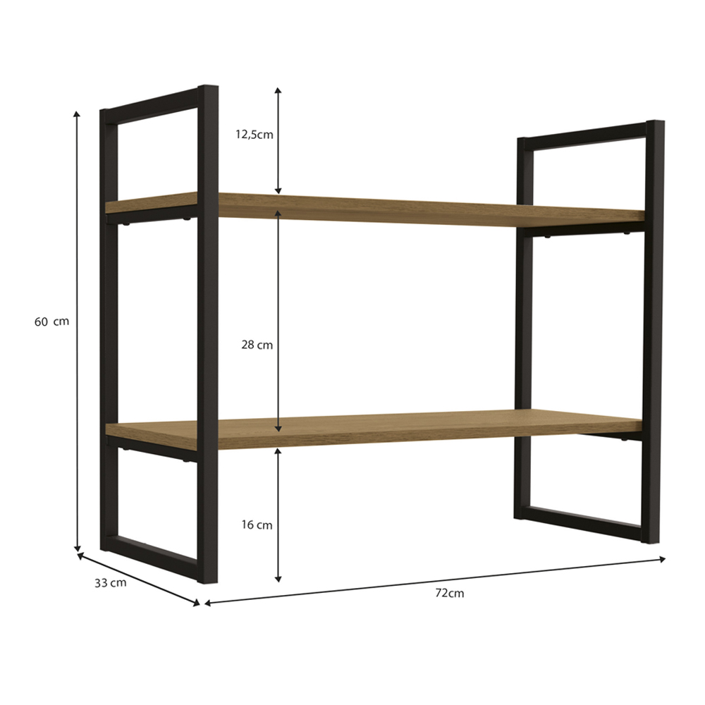 Estante Nicho 2 Prateleiras 72 cm LI008 Freijo Preto Fosco KPB