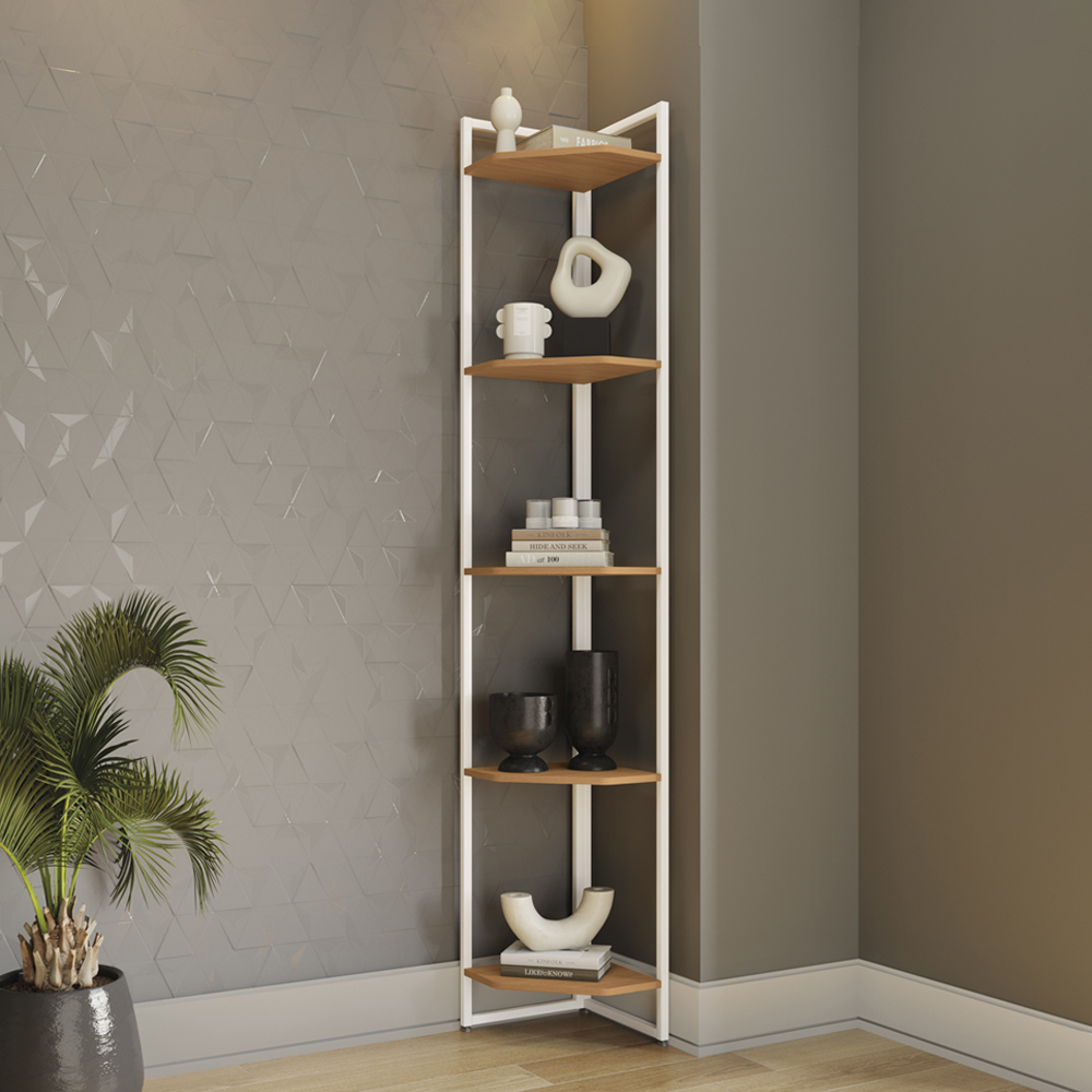 Estante de Canto 5 Prateleiras 202 cm LI022 Canela Branco KPB
