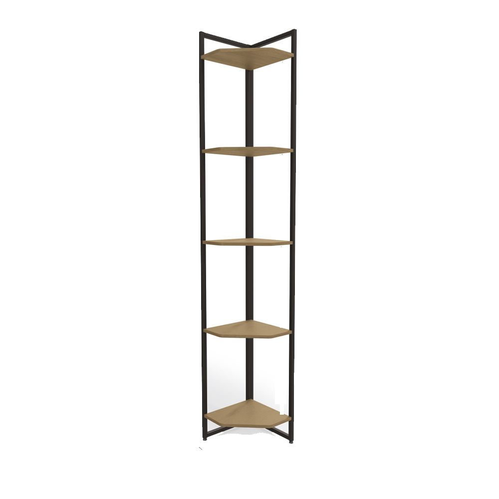 Estante de Canto 5 Prateleiras 202 cm LI022 Freijo Preto Fosco KPB