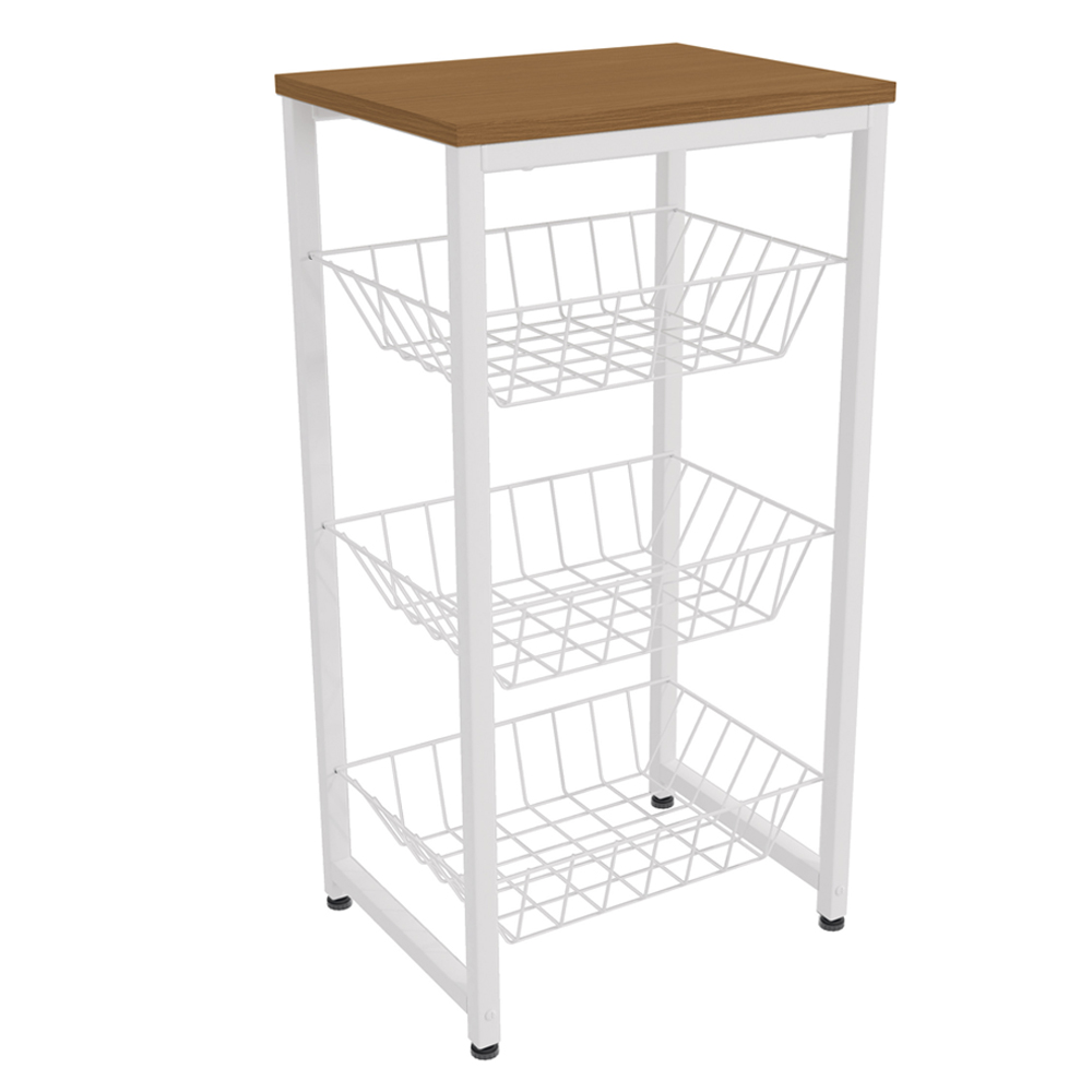 Fruteira De Chão 3 Cestos 75 cm LI035 Canela Branco KPB