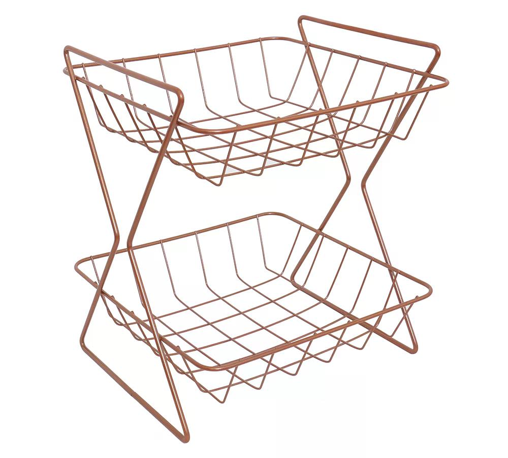 Fruteira Tubular De Mesa 02 Andares FM105 Rose HKS Milani Store