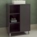 Gabinete 1 Porta Correr 60 cm Cuba Branca BL7250 Grafite FAEM