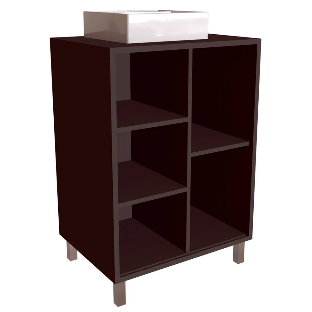 Gabinete 1 Porta Correr 60 cm Cuba Branca BL7250 Grafite FAEM