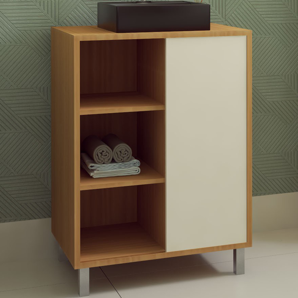 Gabinete 1 Porta Correr 60 cm Cuba Preta BL7250 Mell Arenas FAEM
