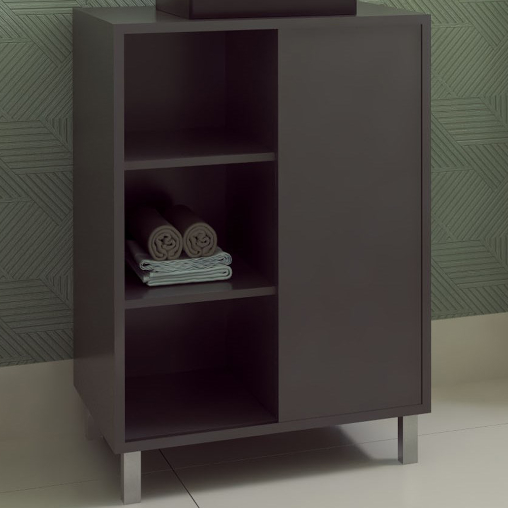 Gabinete 1 Porta Correr 60 cm Espelheira CJ7250 Grafite FAEM