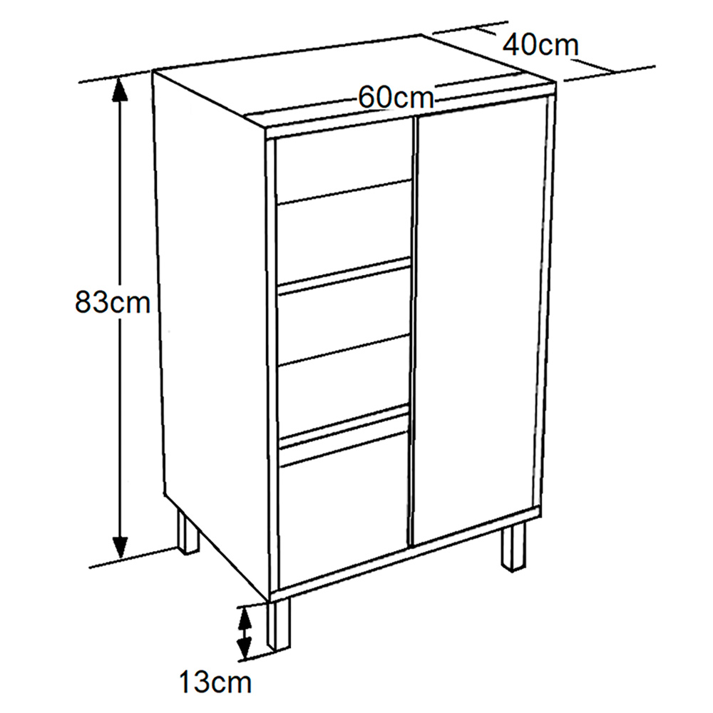 Gabinete 1 Porta De Correr 5 Nichos 60 cm BL7250 Mell Arenas FAEM