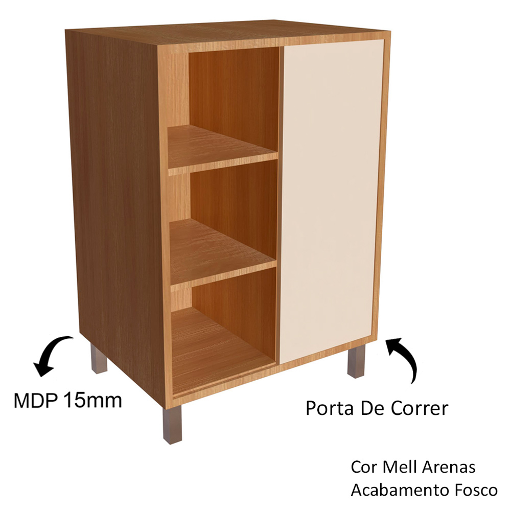 Gabinete 1 Porta De Correr 5 Nichos 60 cm BL7250 Mell Arenas FAEM