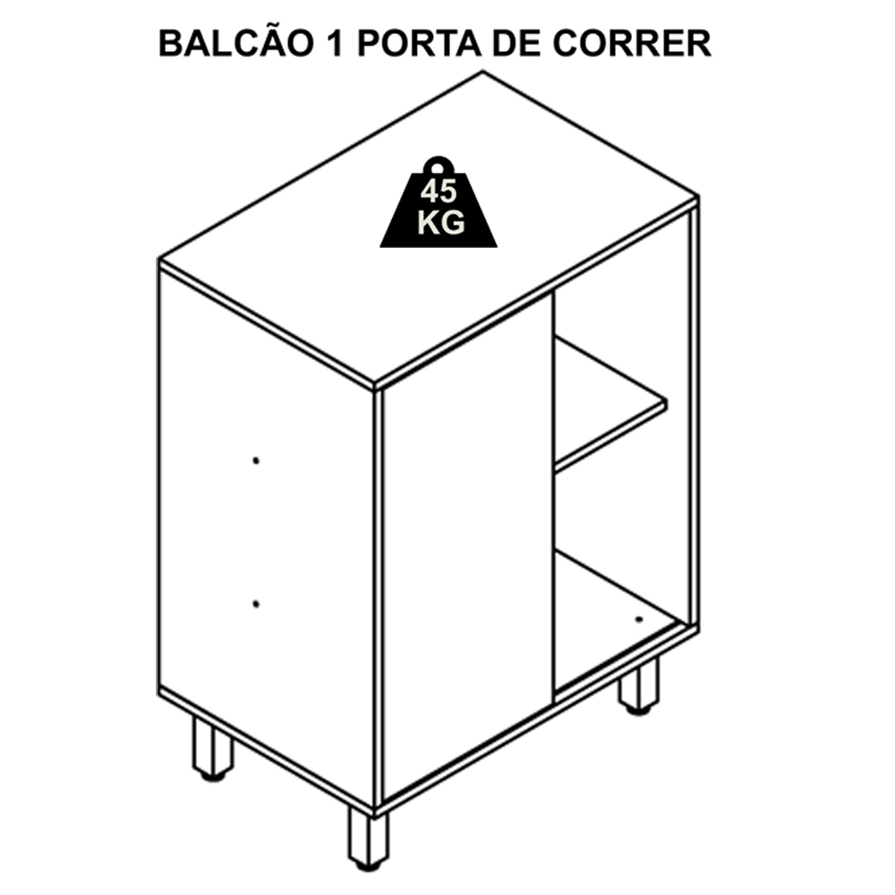 Gabinete 1 Porta De Correr 5 Nichos 60 cm BL7250 Mell Grafite FAEM