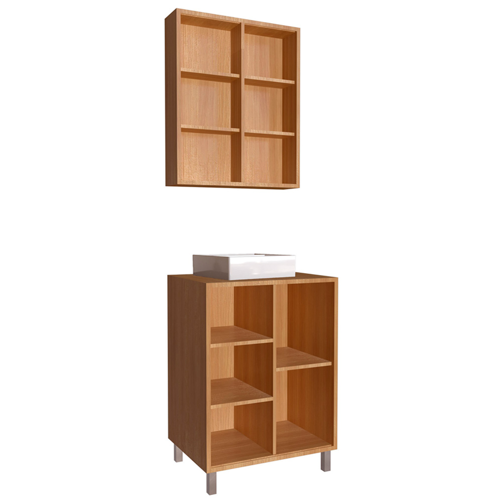 Gabinete 60 cm Espelheira e Cuba Branca CJ7250 Mell Arenas FAEM