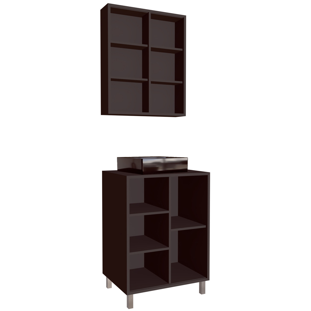 Gabinete 60 cm Espelheira e Cuba Preta CJ7250 Grafite FAEM