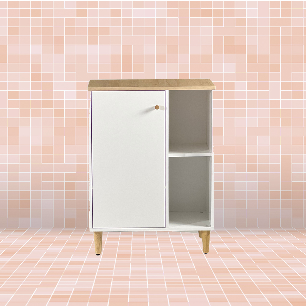 Gabinete Banheiro 1 Porta 2 Prateleiras 60 cm BN06 Branco Dtall