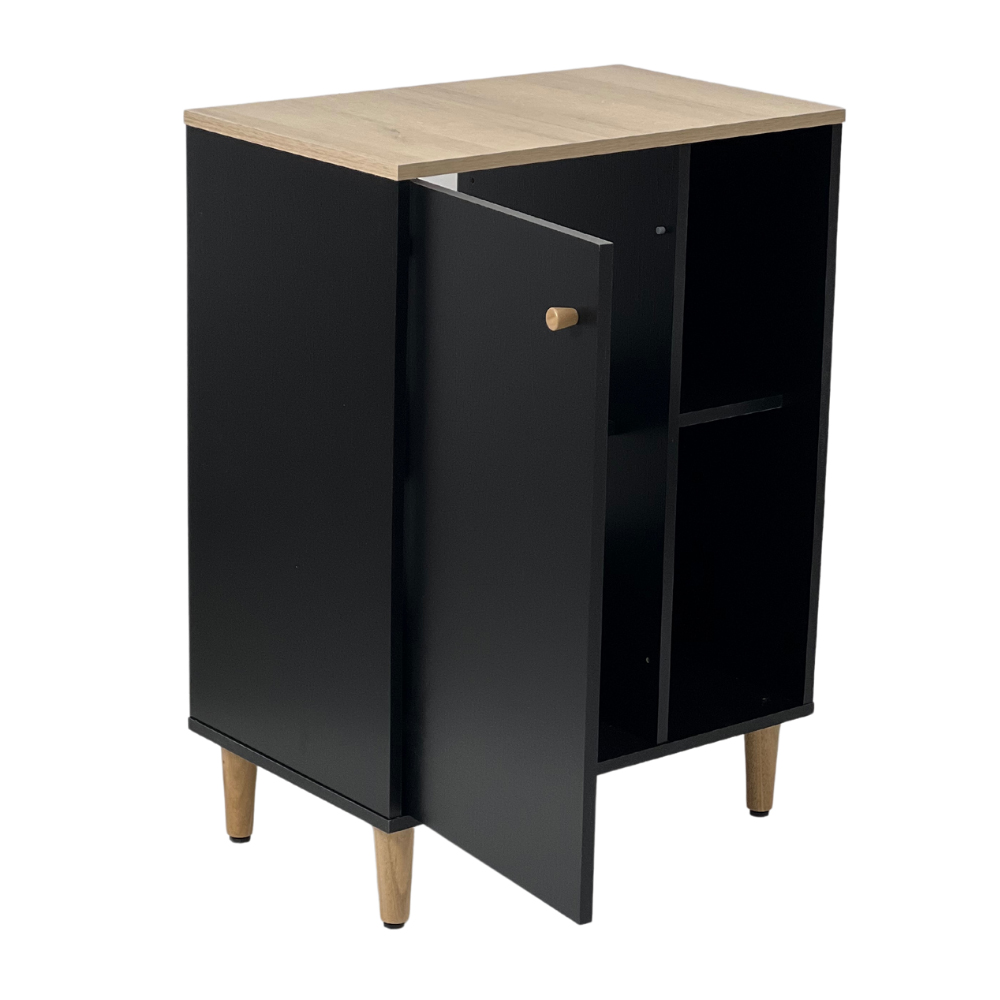 Gabinete Banheiro 1 Porta 2 Prateleiras 60 cm BN06 Preto Dtall
