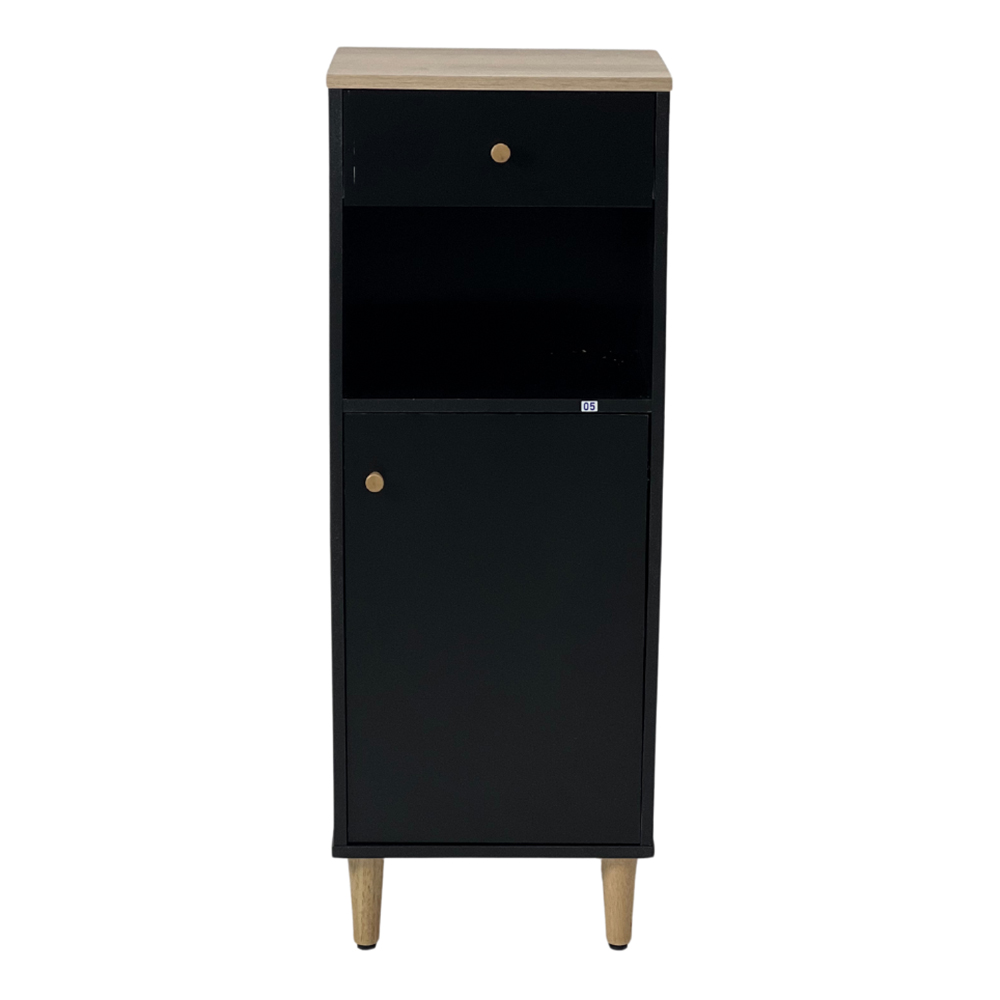 Gabinete Banheiro 1 Pt 1 Gv 3 Prateleiras 104 cm BN07 Preto Dtall