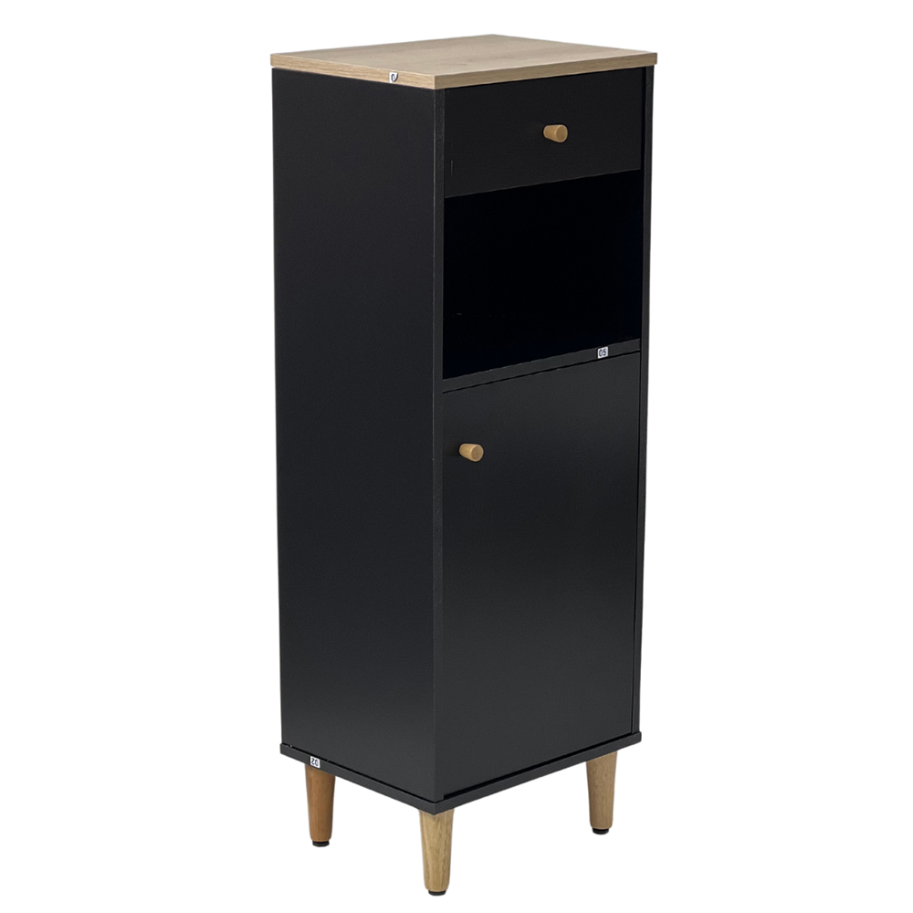Gabinete Banheiro 1 Pt 1 Gv 3 Prateleiras 104 cm BN07 Preto Dtall